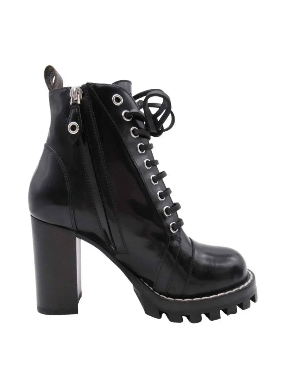 Louis Vuitton Star Trail Line Ankle Boots Short Chunky Heels Shoes 35 Black